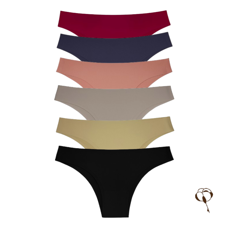 Kit com 6 Calcinhas sem costura Tanga de cores variadas