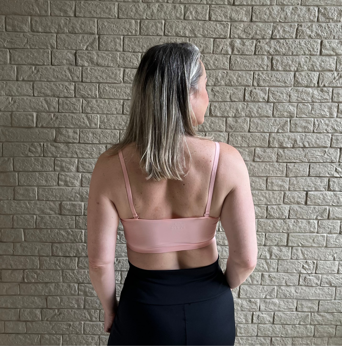 Top sem Costura Alça Fina Rosa Bebê