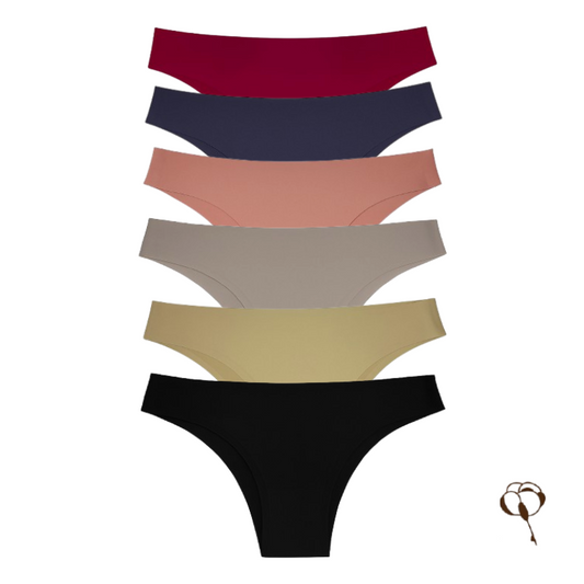 Kit com 6 Calcinhas sem costura Tanga de cores variadas