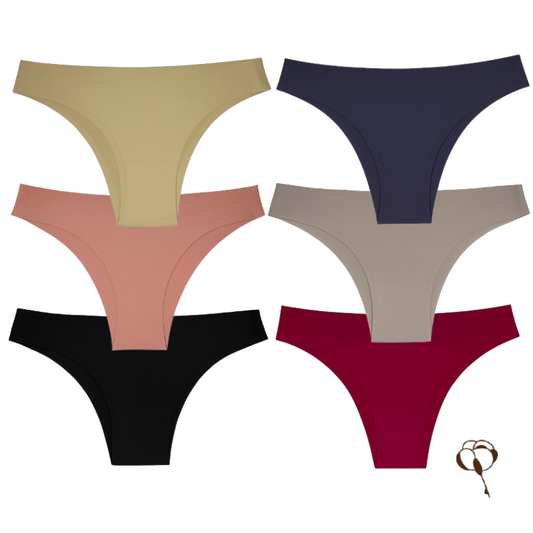 Kit com 6 Calcinhas sem costura Tanga de cores variadas