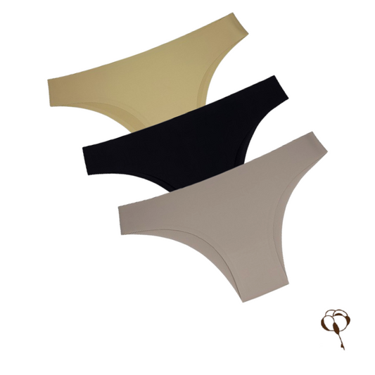 Kit com 3 Calcinhas sem costura Tanga de cores variadas