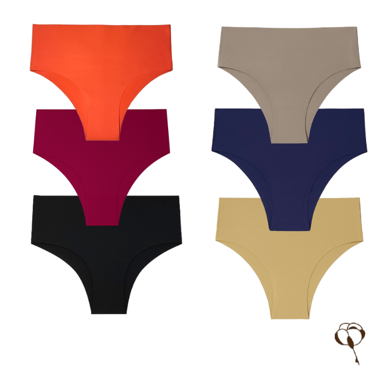 Kit com 6 Calcinhas Sem Costura Cintura Alta cores variadas
