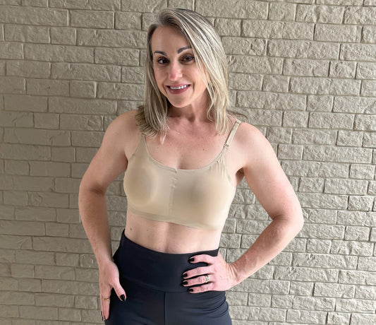 Top sem Costura Alça Fina com Fecho Nude