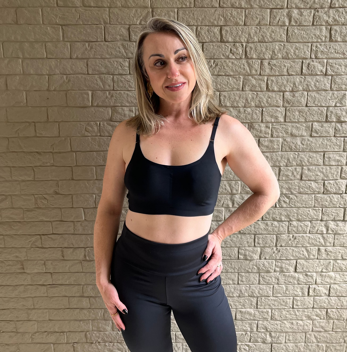 Top sem Costura Alça Fina Preto