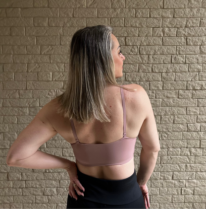 Top sem Costura Alça Fina Rosê