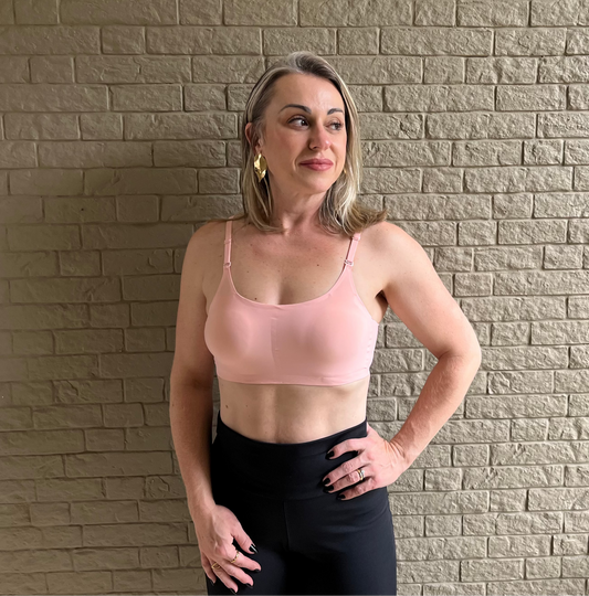 Top sem Costura Alça Fina com Fecho Rosa Bebê