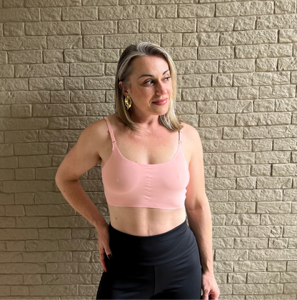 Top sem Costura Alça Fina Rosa Bebê