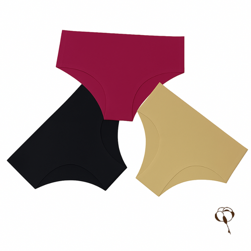 Kit com 3 Calcinhas Sem Costura  Cintura Alta cores variadas